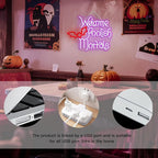 WLHOPE Welcome Foolish Mortals Halloween Neon Sign LED Neon Signs for Wall Halloween Decor Light Up Sign for Wall Decor Party Door Windows Bar Man Cave Decoration USB Powerd 16.1x12.6inches