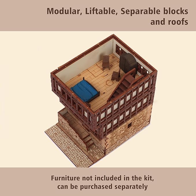 Creaky Timbers P - 3D Wooden Puzzle - 28mm Scale Model Building Kit for Adults, Educational Toy, Creative Gift, DIY Family Activity, Tabletop Miniature Terrain Kit, Architecture