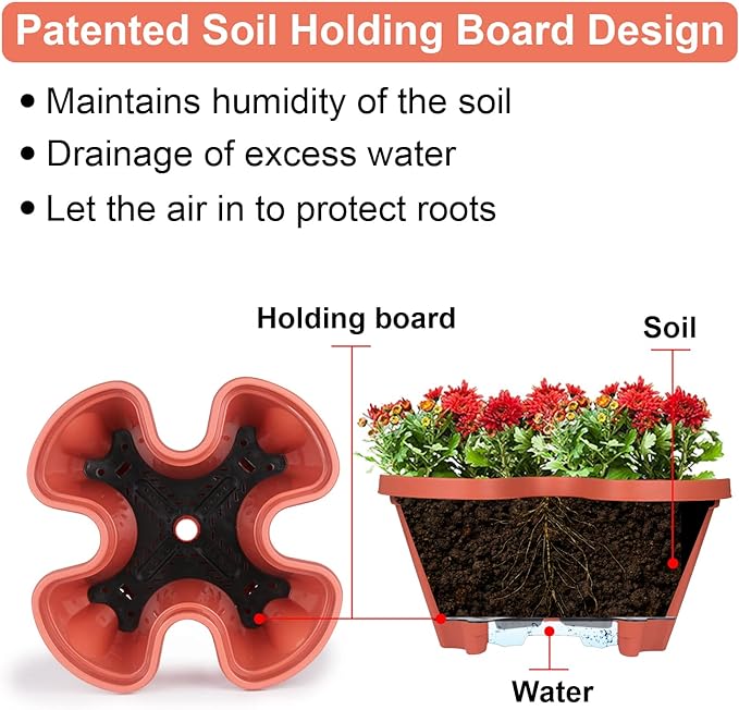 Vertical Planter 6 Tier Stackable Planters Garden Planters Strawberry Herb Flower and Vegetable Planter Indoor Outdoor Gardening Pots with Removable Wheels and Tools