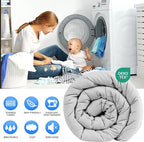 EASELAND Queen Size Down Alternative Comforter - Quilted Duvet Insert for All Seasons, Soft Lightweight with Corner Tabs, Summer Winter Warm Bedding, Light Grey 88×88 Inches