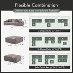 Boneless Sectional Cloud Couch Sofa for Living Room, 112" L-Shaped Modular Modern Lounge Sleeper Grey Couches with Chaise, No Assemble, Cordury Compression Upholstered Sofas