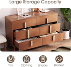 Dresser for Bedroom with 6 Drawers,Mid Century Modern Dresser with Storage,47" Wide Chest of Drawers with Metal Handles,Large Wood Drawer Organizer for Bedroom,Living Room,Hallway,Cherry