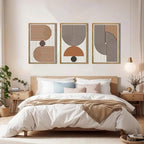 Mid Century Boho Modern Wall Art Set Abstract Geometric Wooden Wall Decor Minimalist Line Neutral Artwork Mid Century Wood Art Decor for Living Room Bedroom Office-16x24Inch x3