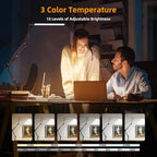 NOEVSBIG LED Desk Lamp with Clamp,2-in-1 Clamp on Desk Lamps with Base,50.7" Adjustable Swing Arm Architect Desk Lamp,Memory Function Desk Lights for Home Office,Workbench,Reading,Craft,Drafting