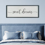 SRSZHIYUE Sweet Dreams Above Bed Wall Decor, 40"x15" Large Rustic Master Bedroom Over Bed Sign Guest Room Couples Wood Framed Farmhouse Horizontal Hanging Decoration (Black)