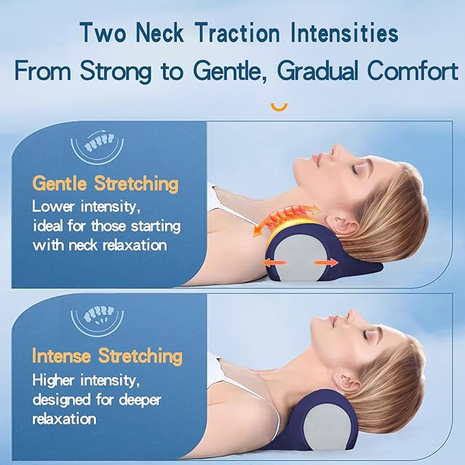 Cervical Neck Pillow: Designed to Help Alleviate Neck discomfort. This Neck Pillow for Sleeping can be Used as a Cervical Traction Device, for Neck Support and Shoulder Relaxation.(Blue)