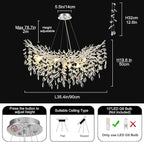 Modern Crystal Silver Chandelier, 36" Large Rectangular Oval Tree Branch Crystal Chandeliers for Dining Room,16-Light Flush Mount K9 Crystal Chandeliers, for Kitchen Island,Dining Room