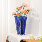 MCMCNCUIU Crystal Glass Vase, Large Crystal Vases for Flowers, Large Flower Vase, Blue Modern Vases for Living Room, Bedroom, Kitchen, Dining Table, Mantle, Wedding, 11 Inches