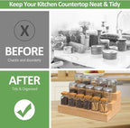 2 Pack Bamboo Spice Rack Organizer for Countertop, 3 Tier Spice Step Shelf for Cabinet (Jars Not Included)
