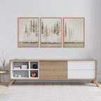 HPINUB Misty Forest Framed Canvas Wall Art Set, Foggy Pine Tree Wall Decor, Pastel Nature Landscape Wall Painting, Evergreen Coniferous Plant Art Print for Living Room, Bedroom, Office-24 x36 x3