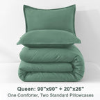 Litanika Comforters Queen Size Haze Green, 3 Pieces Lightweight Solid Bedding Set & Collections, All Season Fluffy Bed Set (90x90 Inches Comforter & 2 Pillowcases)