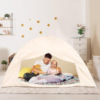 Bed Tent for Kid Twin Size Bed Canopy,Breathable Privacy Space Sleeping Drafty Room Dream Tents Indoor Play Tent Kid Sleep Tent（Beige,Full）