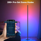 Modern Floor Lamp, Smart RGB LED Floor Lamp with App & Remote Control, 16 Million Colors & 200+ Scene Modes, Corner Lamp with Timer and Music Sync, Standing lamp for Bedroom Home Decor