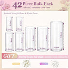 42pcs Glass Vase Cylinder Vases for Centerpieces Small Flower Glass Clear Vases Home Decor Centerpiece Table Flower Vase Decorations for Wedding Decoration＆Holiday 7 Vases of Different Sizes