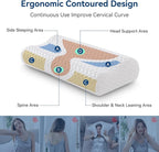 Memory Foam Contour Pillow, Cervical Adjustable Pillow, Sandwich Orthopedic Pillow for Neck Pain Relief, Ergonomic Memory Foam Neck Pillow for Side Sleepers, Queen Size