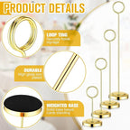 20 Pcs Table Number Holders 4/6/8/10 Inch Place Card Holder Stands Wire Photo Clips Metal Table Card Stands for Centerpieces, Photos, Food Signs, Birthdays, Weddings(Gold)