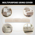 PrinceDeco Sectional Couch Cushion Covers 3 Pieces Velvet Separate Couch Cover Extra Large Stretch Sofa Slipcover Washable Furniture Protector for Sectional Sofa(Each Width Up to 40", Ivory)