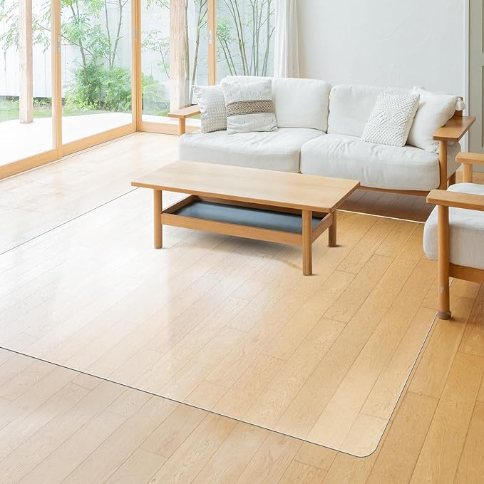 Plastic Floor Mat for Home, 8' x 12' Waterproof Area Rug for Living Room, Non-Slip Area Rug for Dining Room, Office Laundry, Non-Slip Vinyl Floor Protector Play Mat for Kids Pet (Clear)