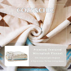 CASAAGUSTO Boho Throw Blanket - Green and Beige Decorative Blankets with Tassel, Printed Flannel Bohemian Blanket for Chair, Bed, Sofa, Couch(60 * 80, Green and Beige)