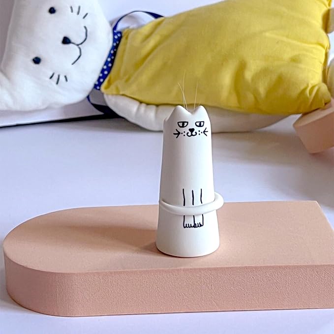 Set of 5 Cat Flower Vase Bud Ceramic Small Cute Mini Handmade Decor - Unique Modern Tiny Wedding Party Birthday Gift - Bulk Trendy Pretty Little Vases