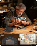 10X Round Magnifying Glass with Light and Stand, 2-in-1 LED Lighted Desk Lamp & Clamp, 5 Color Modes Stepless Dimmable, Hands-Free Magnifier Desk Lamp for Reading Craft Close Work B02DL05