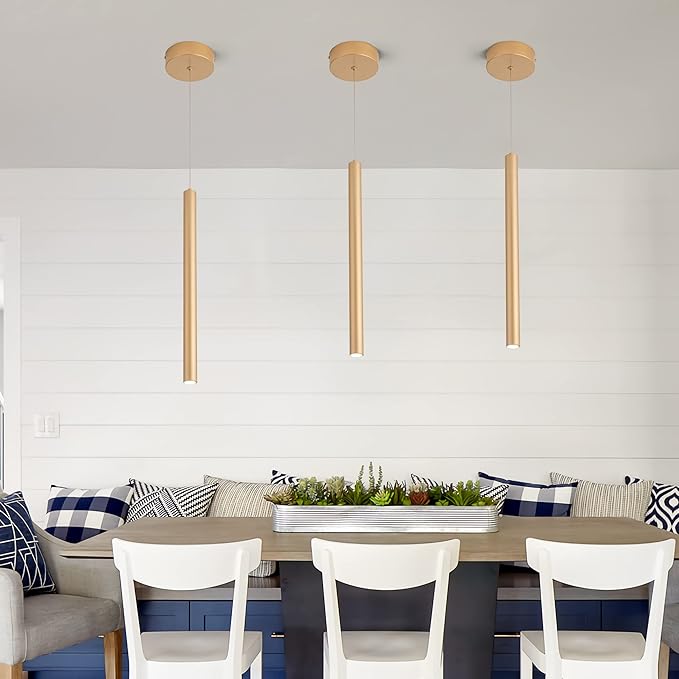 Pendant Lights Kitchen Island,Mini Pendant Lighting,3 Packs Light Modern Pendant Light, Pendant Light Fixtures Ceiling Hanging Lights for Kitchen Island Dining Room Bar Living Room 6000K Gold