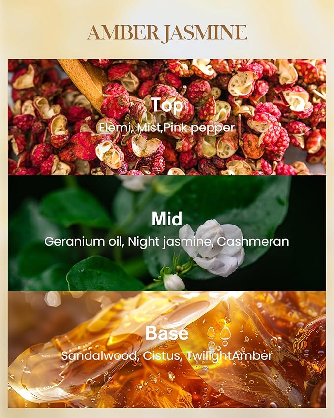 M&SENSE Amber Jasmine Scented Candle, Soy Candles 14.1oz 60H Slow Burning, Aromatherapy Stress Relief Home Fragrance Housewarming Gifts