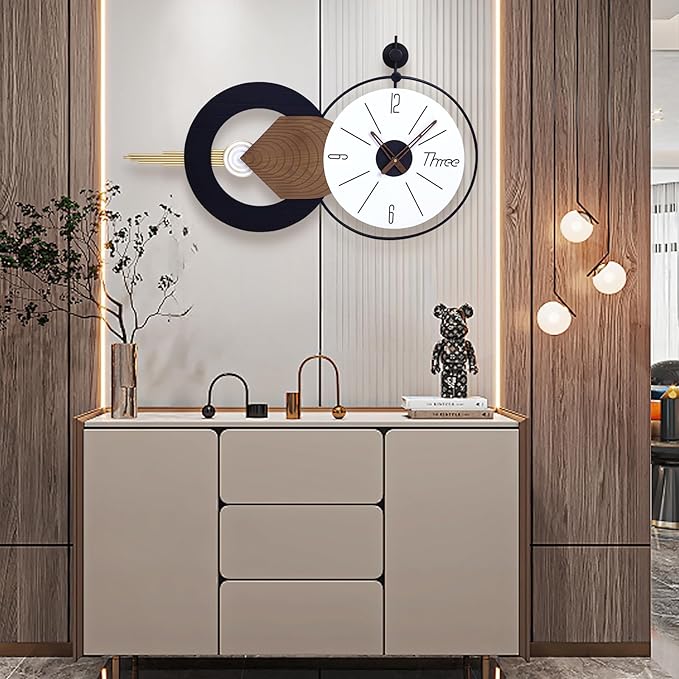 35x20 Inch Battery Operated Large Wall Clock for Living Room Decor - Modern Decorative Clocks Abstract Art for Home, Dining Room, Bedroom, Kitchen, Office