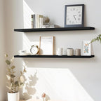 LaVie Home Floating Shelves, 47 Inch Wall Shelf Set of 2, Hanging Shelf with Invisible Brackets, Wall Decor for Bathroom, Bedroom, Living Room, Kitchen Storage,Classic Black