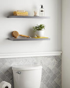 BAYKA Floating Shelves, 22.5" Wall Mounted Wood Shelves for Bathroom, Bedroom, Living Room, Kitchen, Hanging Shelf for Books/Storage/Decor (Grey,Set of 2)