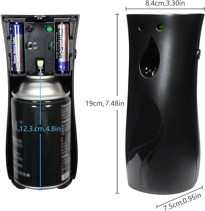 2PCS Automatic Air Freshener Spray Dispenser,Free Standing or Wall Mounted Automatic Fragrance Dispenser-Commercial and Home Use-Multiple Time Scent/Mist Release Settings for Room Sprayer (Black)