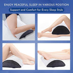 Memory Foam Half Moon Bolster Pillow, for Under Knee, Back, Ankle and Foot Support for Yoga, Sleep, and Lumbar Relief, Ergonomic Design with Washable Cover, 20.5" x 8" x 5"