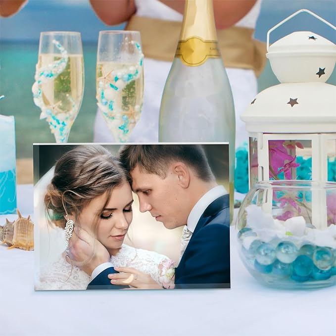 5 Pack 3.5 x 5 inches Acrylic Picture Frame Desktop Frameless Photo Frame Double Sided Transparent Acrylic Frame Clear Horizontal Magnetic Frame for Desk Desktop Display Pictures Holder