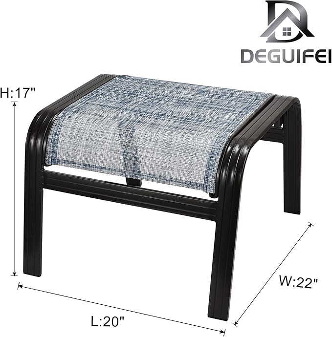 Outdoor Foot Stools Gift for Patio Ottoman Footrest Aluminum Portable Seat Wicker Furniture Stackable Dining Ottoman 2 Pack Blue