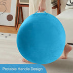 MeMoreCool Round Stuffed Pouf Ottoman Foot Rest, Floor Pouf Foot Stool with Soft Foam Chunk Filling, Small Round Ottoman Footstool Circle Footrest for Living Room, Blue