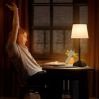 GGOYING Set of 2 Rechargeable Cordless LED Table Lamps, 4-Level Dimmer, Black Portable Desk Lamps with White Fabric Shades, Night Light for Dining, Bedroom and Patio