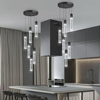 Modern Pendants Light for Kitchen Island Crystal Mini Chandeliers Dining Room LED Pendant Lighting Fixture High Ceiling Hanging Lights Bedroom Island Kitchen Foyer 6000K White Light Fixtures Black