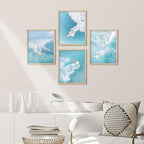 SIGNWIN Framed Ocean Nautical Landscape Wall Art, Set of 4 Surfing Surfboard Aerial View Wall Decor Prints, Nature Wilderness Wall Décor for Living Room, Bedroom - 12"x16" Natural