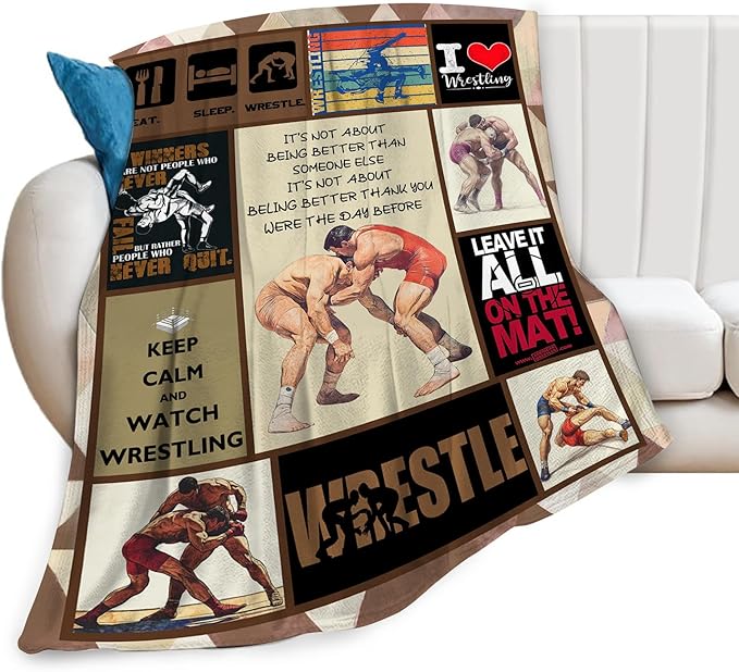 Wrestling Blanket for Boys Girls Women Men Wrestle Gifts Sports Throw Blanket Plush Cozy Flannel Fleece Fuzzy Blankets 80"X60"