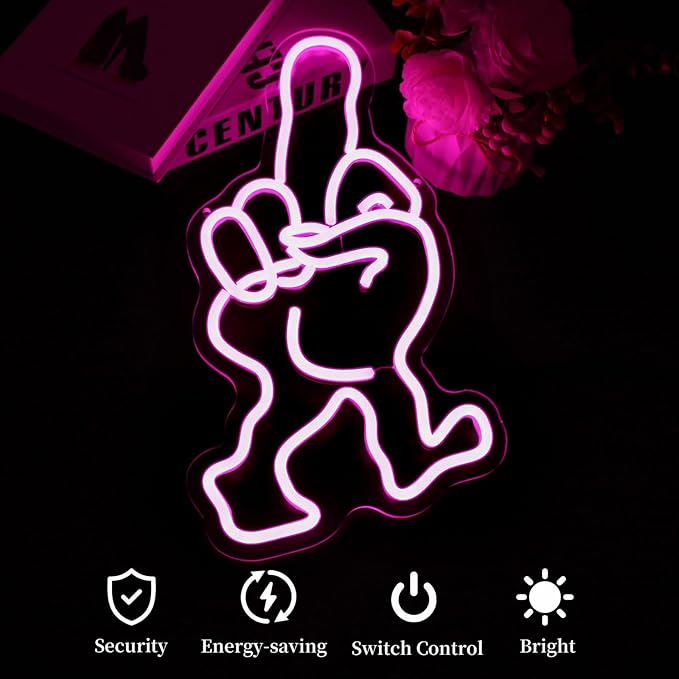 Finger Neon Sign Led Neon Lights Neon Signs for Wall Decor Light Up Sign for Birthday Party Club Gift