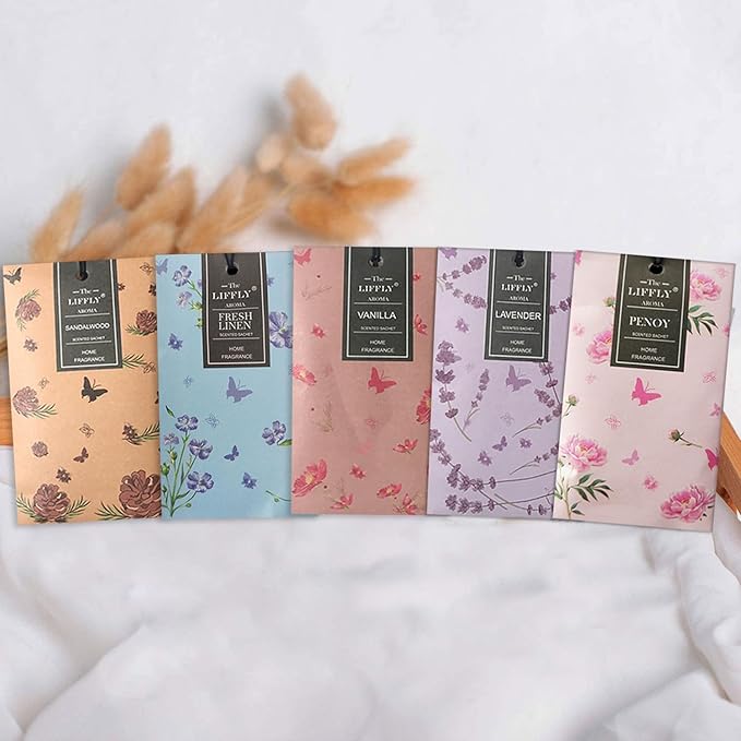 13 Scents Scented Sachets for Drawers and Closets 14 Packs Lavender Rose Jasmine Ocean Vanilla Sandalwood Fresh Linen Cherry Blossoms Lilac Eucalyptus Peppermint Lemongrass Peony Gift Box