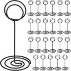 TecUnite 24 Pieces 3.35 Inch Table Number Holder Place Card Photo Holder Picture Name Menu Clips Memo Cards Stand for Wedding Reception Anniversary Birthday Party Centerpieces (Black)