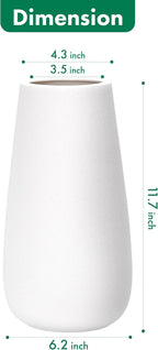 D'vine Dev 12 Inch Ivory Elegant Oval Ceramic Vase for Flowers, Home Décor Vase with Design Box, VS-LD-C-2