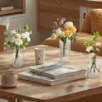 16Pcs Clear Glass Bud Vases Bulk - Mini Vintage Bottle Set, Modern Small Flower Vases for Wedding Centerpieces, Dining Table Decor, Home Room Party Reception