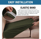 H.VERSAILTEX Velvet Stretch Couch Cushion Cover Plush Cushion Slipcover for Chair Loveseat Sofa Cushion Furniture Protector Seat Cushion Sofa Cover (3 Piece Sofa Cushion Covers, Olive)