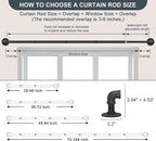 Black Industrial Curtain Rods for Windows 66 to 120, Outdoor Blackout Curtain Rod, Wrap Around Heavy Duty Curtain Rods,1 Inch Drapery Rods, Rustic Pipe Curtain Rod 66-120 Inch