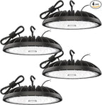 250W LED High Bay Lights - 4 Pack UFO High Bay Lights 37500 LM, 5000K Daylight, 0-10V Dimmable, IP65 Waterproof for Garage, Warehouse, Pole Barn, ETL Listed