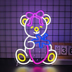 Bear Neon Sign, Neon Signs for Wall Decor Neon LED Signs Room Neon Light Up Signs Home Decor for Bedroom Club Party Bar Shop USB Operated