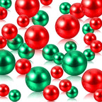 200 PCS Red Green Vase Fillers, Pearls Bead for Centerpieces Vases, 10/14/20 MM No Hole Beads, Fake Pearls for Wedding Birthday Anniversary Theme Party Table Centerpieces Decor