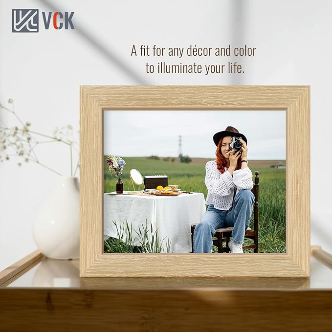 VCK 8x10 Oak Wood Frame for Picture, Natural Solid Wood Photo Frames 3 Pack, Wall Gallery Frame